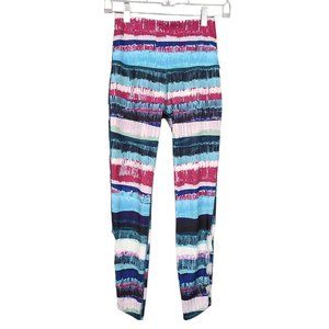 BEYOND YOGA Leggings XS Colorful Striped Print Cropped Cut Outs Workout Gym
